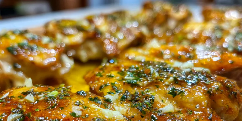 Delicious Golden Garlic Chicken on plate