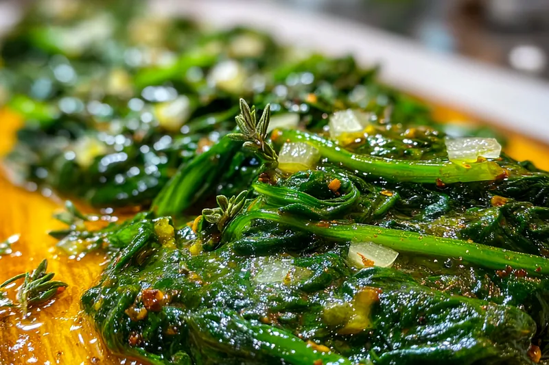Fresh ingredients for Spinach Sautéed with Garlic & Olive Oil